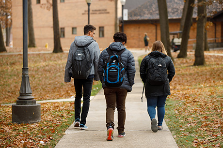 students walking on campus