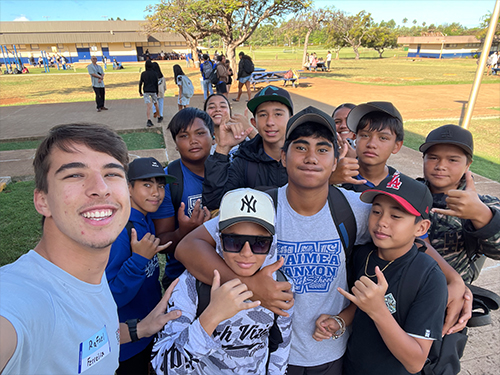 A group picture with several middle schoolers