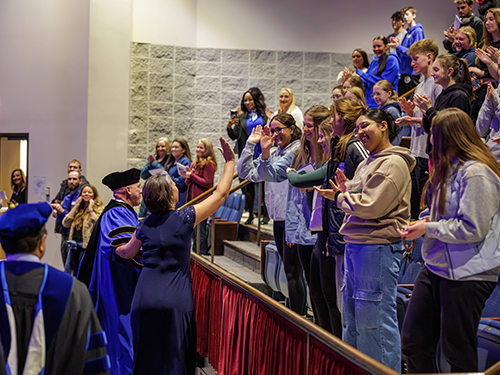 The McDonalds interacting with students in the audience