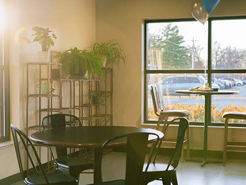 A view of the window in Sufficient Grounds