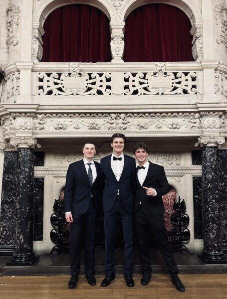 Mathis Neuhaus stands with fellow students during European Night at the University of Oxford.