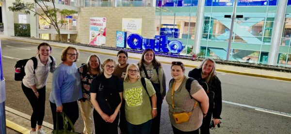 Bethel University Nursing Task Force members gather outside the airport in Quito, Ecuador.
